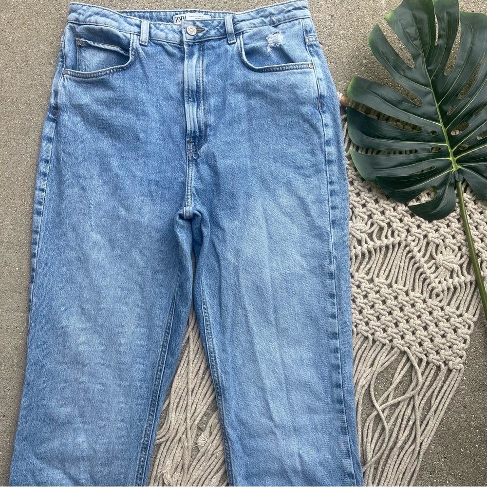 Zara High Rise Split Leg Jeans Size 10 - Picture 3 of 10